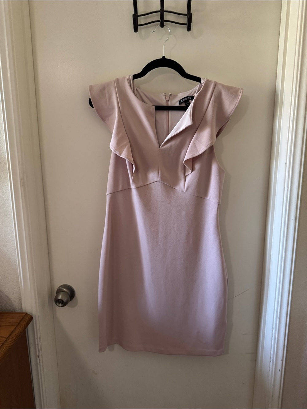 Express Blush Pink Ruffle-Trim Midi Dress